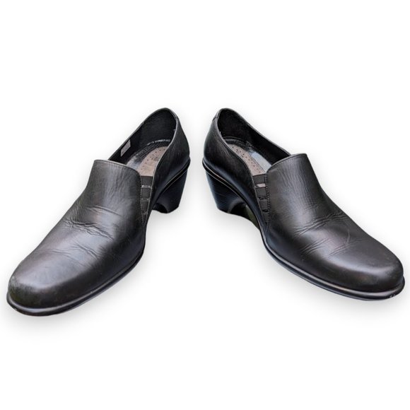 Dansko Raphael Black Leather Shoes Stretch Vamp Closed Toe Shaped Heel size 41 - Picture 8 of 9